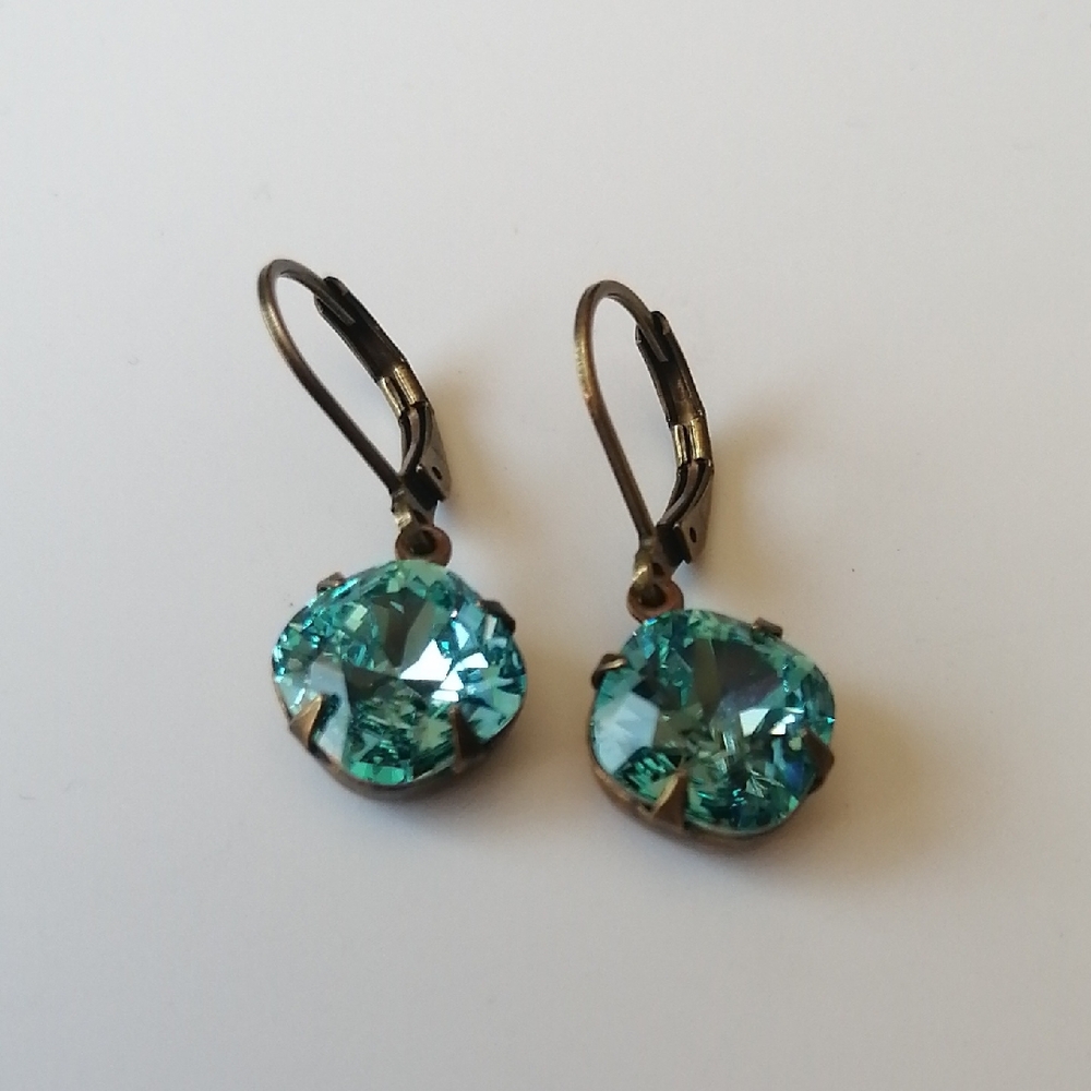 Vintage Liz Palacios Blue Swarowski Crystals Drop Earrings